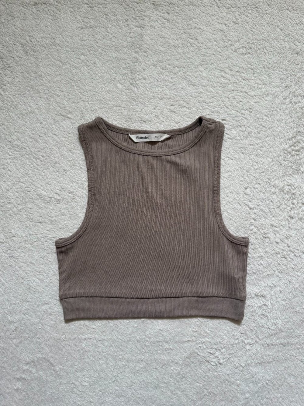 Bluenotes Ribbed Crop Tank Top - Brown